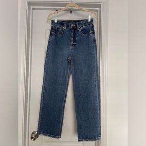 High rise straight leg jeans, barely worn and in perfect condition
